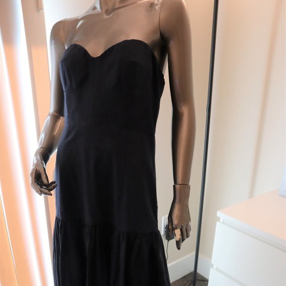Veronica Beard Fiore Navy Blue Strapless Linen Dress Size 6 New with Tag $495 - Picture 4 of 11